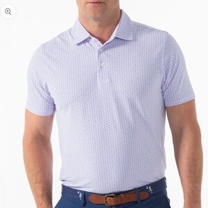 NWT B. DRADDY SPORT TREVOR COOL POLO Men's White and Purple Patterned Golf Shirt